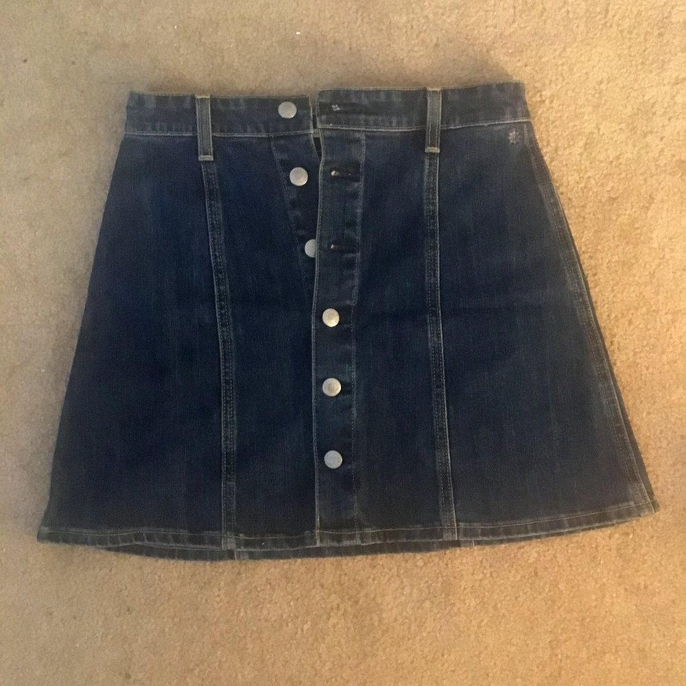 Alexa Chung AG denim button down mini skirt
